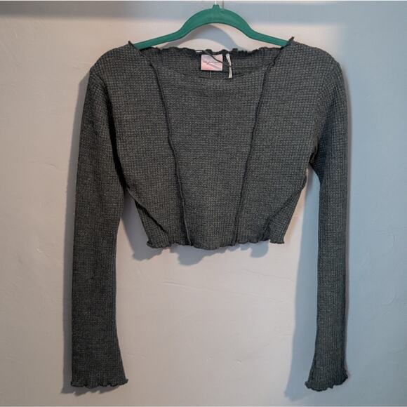 Urban Outfitters Green Fitted Crop Blouse - Picture 1 of 3